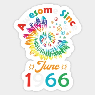 Funny Birthday Quote, Awesome Since June 1966, Retro Birthday Sticker